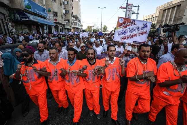 Gazze'de BM Filistinli Mültecilere Yardım Ajansı protestosu